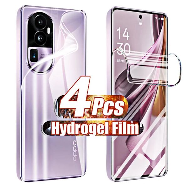 Couverture complète Film Hydrogel 4-1pcs Gel pour Oppo Reno10 Pro + Protecteurs d'écran pour Oppo Reno 10 9 Pro Plus 5G 4G Not Glass Case Back