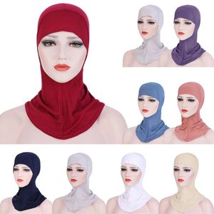 Volledige deksel binnenkap Moslim modale katoenen hijab caps islamitische hoofdkleding hoed Underscarf Bone Bonnet Mujer Ninja Muslim headcover