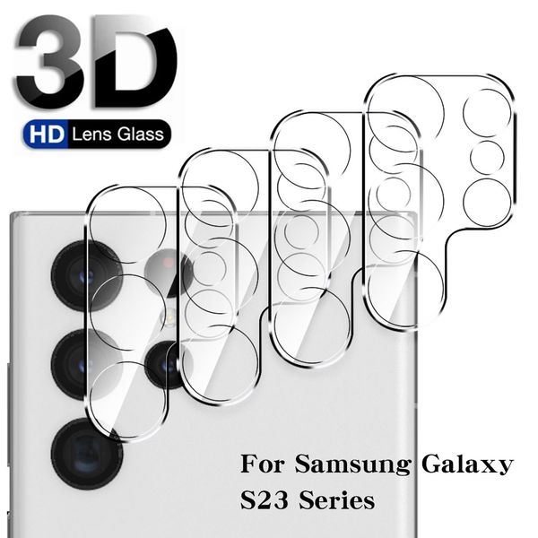Protecteur d'objectif de caméra de téléphone à couverture complète en verre trempé pour Samsung Galaxy S23 Ultra S22 Plus S21FE A04 A33 A53 NOTE 20 A14 A34 A54 A04S Protecteur d'objectif de caméra 3D