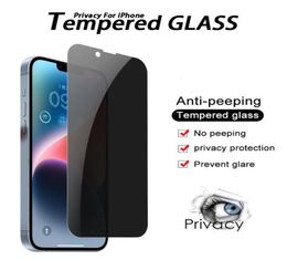 Protecteur d'écran antiglare de confidentialité à couverture complète pour iPhone 14 plus Pro Max 7 8 Antipy 9h xr xs 11 12 13 Mini film protecteur GLAS8299687