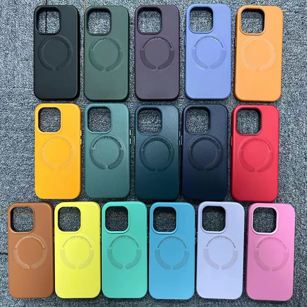 Volledige Cover PU Leer Luxe Draadloos Opladen Telefoon Case voor iPhone 15 Pro Max 14 13 12 11 XR met Magnetische Vel