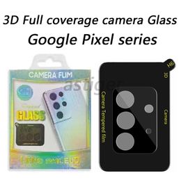 Verre de lentille de caméra 3D à couverture complète pour Google Pixel 8 7 7A 6A 6 Pro Protecteur d'écran en verre de protection 9H avec emballage de boîte de vente au détail