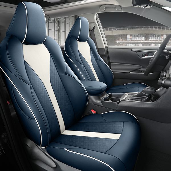 Housse de siège de voiture à couverture complète pour Toyota CHR, ensemble complet de housses en similicuir respirant, Ultra confortable, pièces automobiles, gris/bleu