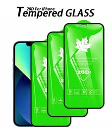 Protecteur d'écran incurvé 20D à couverture complète pour Samsung iPhone 14 Pro Max XR XS 11 12 13 Mini 7 8 Plus 9H Film de protection en verre trempé