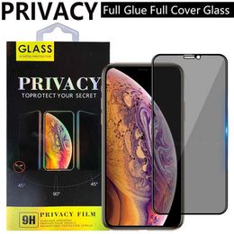 Volledige dekking Privacy Tempert Glas Anti-Scatch Telefoonscherm Beschermer Anti-glare Anti Peeping Protectors Film voor iPhone 13 Pro Max 12