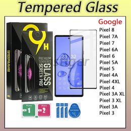 Protecteur d'écran à couverture complète en verre trempé pour Google Pixel 8 7A 7 6A 5A 5 4A 4XL 4 3A XL 3 5G Film de protection 9H 0,33 mm 2,5D avec boîte de vente au détail