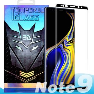 VERSIÓN DE PEGAMENTO completo Cobertura de vidrio templado para Samsung Galaxy Note 10 9 8 S10 S9 S8 Plus S7 S6 Edge 3D Curved Note9 Paquete de protector de pantalla