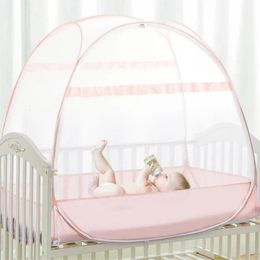 Volledige dekking Universele kinderbedmuggento Netto grote ruimte Baby Crib Mosquito Netto opvouwbare Yurt Anti-Fall Mosquito Net 240422