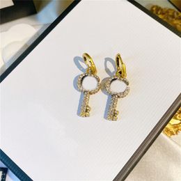 Plein Cristal Designer Boucles D'oreilles Charme Personnalité Clé Forme Goujons Femmes Diamant Pendentif Boucle D'oreille Fille Bijoux Avec Cadeau Box287y