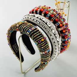 Volledige kristallen ontwerper hoofdband voor vrouw luxe handgemaakte dikke spons haar hoepel bruids bruiloft hoofdeces