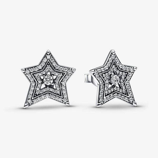 Plein cristal diamant étoiles boucles d'oreilles pour Pandora authentique argent Sterling fête concepteur de bijoux boucle d'oreille ensemble pour femmes soeurs cadeau boucle d'oreille avec boîte d'origine