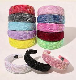 Volledige kristalhoofdbanden Diamant gevoerde designer hoofdband bling rhinestone dames hoofd hoepel luxueuze haarbandmeisjes haaraccessoires4332412