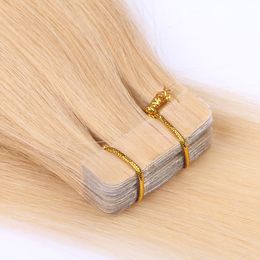 Full Cutcile Aligned Virgin Remy Hair Double Drawn Blonde 613 color 6-30 pulgadas de cinta en extensiones de cabello humano