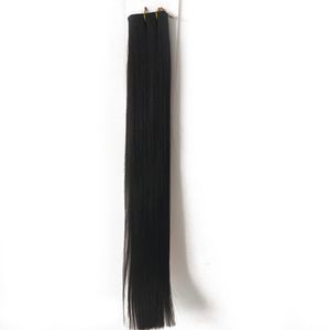 Full Cuticle One Donor European Natural Black Color Russian Remy Virgin Hair Flat Inslag Hair Extensions Double Getrokken 100g Stuk 3pcs Pack