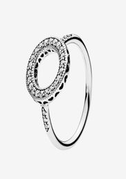 Anillo de boda con círculo de diamantes CZ completo, joyería de regalo para mujeres y niñas para anillos de halo brillantes de plata de ley 925 con caja original set4277153