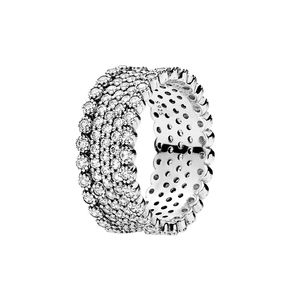 Volledige CZ Diamond Sparkling Pave Band ringen echte Sterling Silver Women Girls Wedding Gift Sieraden voor Pandora verlovingsring met originele doos