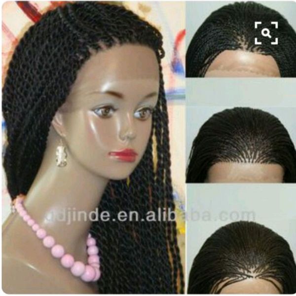 Pleine densité longue perruque torsadée sénégalaise Crochet tressage perruque synthétique femmes noires style perruque tressée de couleur noire