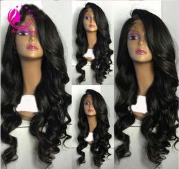 Densité pleine densité vierge brésilienne humaine perruque vague lâche Wig Glueless Remy Cheap Human Hair Full Lace Wig With Side Bangs4615900