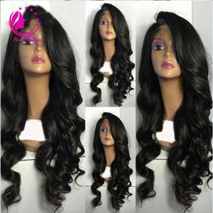 Densité pleine densité vierge brésilienne humaine perruque vague lâche Wig Glueless Remy Cheap Human Hair Full Lace Wig With Side Bangs6497427