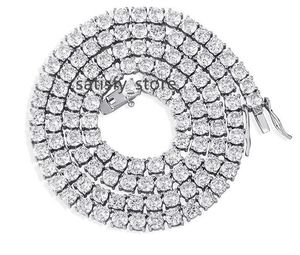 Diamant complet 2 mm 5 mm 7,5 mm Chaîne de tennis Moisanite White 925 Collier en argent sterling bijoux Hip Hop Moisanite Tennis Chain