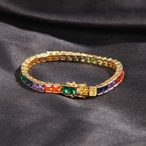 Bracelet de Tennis plein de diamants, 5mm, en Zircon cubique coloré, Bracelets de Tennis, pour femmes et filles, bijoux d'amoureux, cadeau