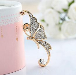 Volledige Diamond Butterfly Earrings No Pierced Ear Clip Mode-sieraden oorbellen oor manchetlegering voor vrouwen