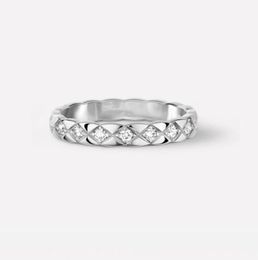 bruiloft man volledige diamanten check ringen Mannen Lady Vrouwen Titanium staal 18K Goud Gegraveerd Rhombus Plaid Instellingen Liefhebbers Smalle Ring w302