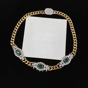 Volledige Diamond Emerald Kettingen Designer Brief Hanger Ketting Hoge Kwaliteit Dubbele Alfabet Strass Metalen Ketting Paleis Stijl J236J