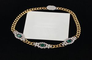 Volledige diamanten smaragd kettingen ontwerper brief hanger ketting hoge kwaliteit dubbele alfabet strass metalen ketting paleisstijl J7748392
