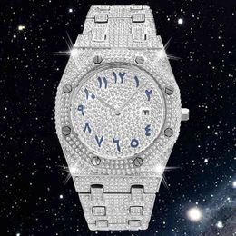 Plein diamant pour le japon Quartz s es Bling CZ glacé montre Hip Hop luxe Reloj Hombre hommes bijoux cadeau