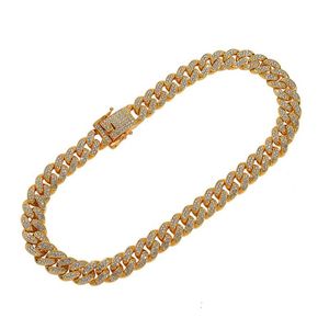 Chaînes Hip Hop entièrement en diamant pour hommes et femmes, Bracelet cubain, bijoux à la mode, collier cubain 307v