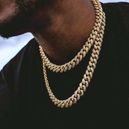 Chaîne cubaine hip hop entièrement en diamant, nouveau pionnier de la rue, incrusté de diamants, Bracelet et collier de 12.5mm