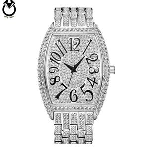 Montre Tonneau pour hommes, bijoux entièrement en diamant, hip hop, chiffres bizarres, classique, mécanique, qualité supérieure, prix élevé