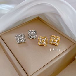 Volledige diamant gelukkige klaver oorbellen eenvoudige modeontwerper oorstudie dagelijkse slijtage sieraden dames van verjaardagsfeestje boetiek oorbellen sieraden