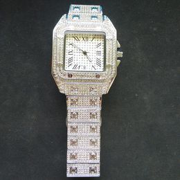 Men de diamant complet regarde les femmes regarder le mouvement de quartz glacé ouvrer la montre de bracelet de vie imperméable horloge analogique de haute qualité FASH299U