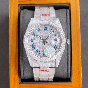 Volledige diamantheren Watch 40 mm automatische mechanische horloges roestvrij staal 904L zilveren band zakelijke polshorloge heren polshorloges Montre 305W