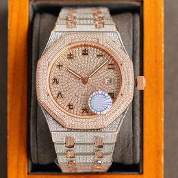 Volledige diamanten horloge automatische mechanische beweging horloges 40 mm waterdichte saffier polsband heren polshorloge montre de luxe