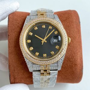 Vol Diamanten Herenhorloge Automatische Mechanische Horloges 41mm Diamanten Bezel Saffier Mode Horloges Voor Mannen Polshorloge Montre De Luxe