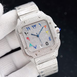 Diamond Mens Full Diamond Watch Automatic Mécanique Sapphire Montres de 40 mm Business Wristwatch High-In-Inoxyd Steel en acier Montre de Luxe Gifles