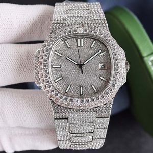 Volledige diamantheren Watch Automatisch mechanisch 8215 Bewegings horloges zakelijk polshorloge saffier waterdichte 50m super lichtgevende polshorloges 40 mm Montre de luxe