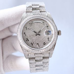 Montre mécanique automatique pour hommes, entièrement en diamant, bracelet en argent de 41mm, en acier inoxydable, étanche, Montre de luxe, à la mode, cadeau