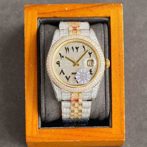 Volledige diamanten heren Watch Automatische mechanische horloges 41 mm met diamant-bezaaide stalen dames mode polshorloges armband Montre de luxe top