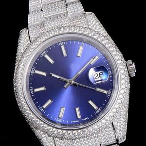 Volledige diamantheren horloges automatisch mechanisch horloge 41 mm roestvrijstalen riem saffierspiegel 2824 beweging waterdichte polshorloge polshorloges voor mannen