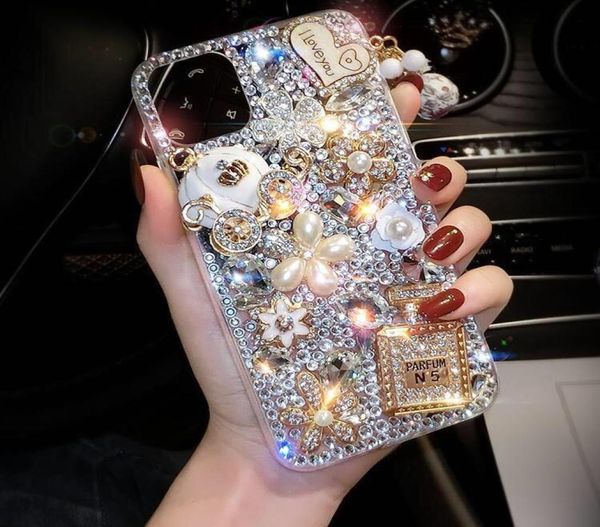 Étui de téléphone en diamant complet pour iPhone XS Max 11pro Perfume Bouteille Back Cover Pumpkin pour iPhone7 8Plus 6S8995667