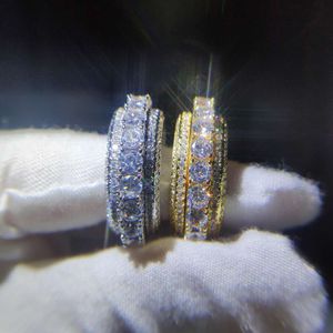 Plein Diamant Bague Hip Hop bijoux Zircon Glacé Anneaux Rold Argent Plaqué Pour Amoureux De Mode Bijoux En Gros Ensemble Diamant