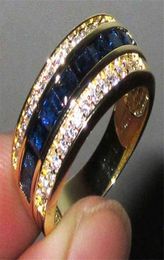 Anneau en saphir en diamant complet pour femmes 18 carats en or Bague ou Jaune Bizuteria Bijoux Anillos Men Gemstone Anel Jewelry7532180