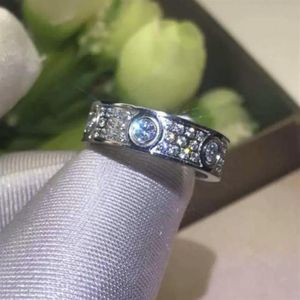 Volledige diamant titanium staal zilveren liefde ring mannen en vrouwen rose goud designer ringen voor liefhebbers paar luxe sieraden gift186e