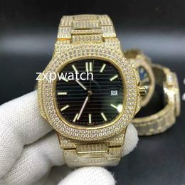 Full Diamond Watch Luxury Iced Out Watch Automático 40MM Hombres oro 316 Acero inoxidable 4 colores cara Alta calidad Diamond men watch237y