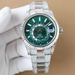 Vol diamanten horloge Heren Automatisch mechanisch uurwerk 42 mm roestvrij staal 904L polshorloge Waterdicht Montre De Luxe Zakelijk Vouwgesp Mode polsband
