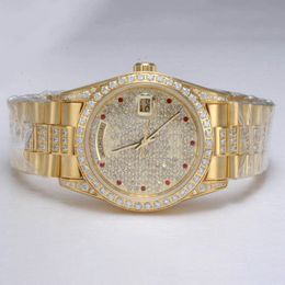 Diamond Watch Full Womens Gold Watch Date jour automatique Gold Full Gold With Diamond Diamzel Diamond Diam